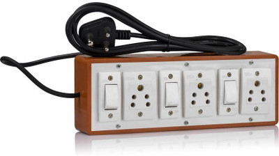 Cordnet Brown PVC Extension Board | Long Copper Wire With 6AMP 3 PIN & Anchor Switch’s 3  Socket Extension Boards(Brown, White, 4 m)