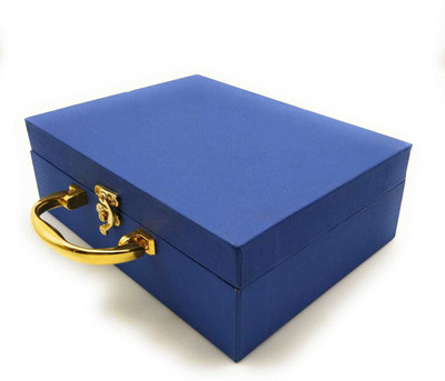 

Satyam Kraft 1 Pcs Square Trunk Shape Carboard material blue suitcase box for wedding gift,decoration storage Vanity Box(Blue)