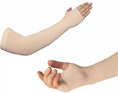PinKit Cotton Arm Sleeve For Men & Women(Free, Beige)