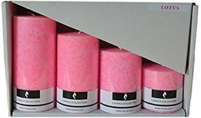 

Bright Shop Aroma Scented Pillar Candle ( Lotus Fragrance ) Set Of 4 ( Pink Color) For Diwali Home Decoration / Christmas / Birthday Party Candle(Pink, Pack of 4)