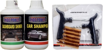 INDOPOWER LC624-CAR SHAMPOO 250ml+ + DASHBOARD SHINER 250ml+ Tubelass smart Panchar Kit. BAALCC626 Vehicle Interior Cleaner(500 g)