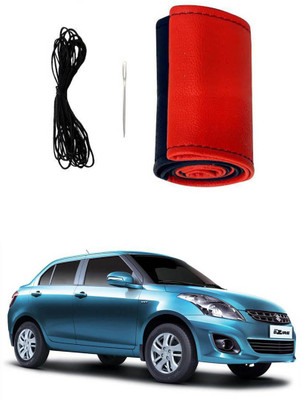 AYW Hand Stiched Steering Cover For Maruti Swift Dzire(Red, Black, Leather)
