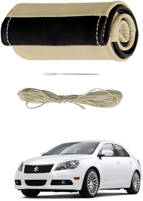 AYW Hand Stiched Steering Cover For Maruti Kizashi(Beige, Brown, Leather)