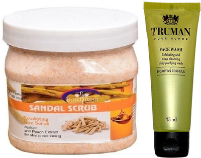 

Pink Root SANDAL SCRUB 400GM WITH TRUMAN POUR HOMME FACE WASH 75ML(Set of 2)