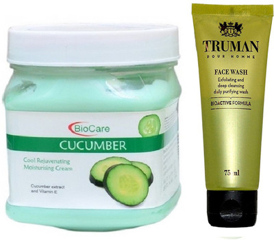 

Biocare CUCUMBER CREAM 500GM WITH TRUMAN POUR HOMME FACE WASH 75ML(Set of 2)