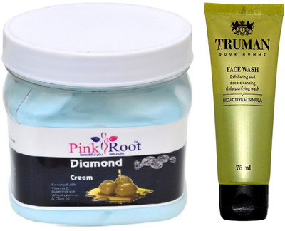 

Pink Root DIAMOND CREAM 400GM WITH TRUMAN POUR HOMME FACE WASH 75ML(Set of 2)