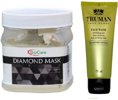 

Biocare DIAMOND MASK 500GM WITH TRUMAN POUR HOMME FACE WASH 75ML(Set of 2)