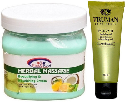 

Pink Root HERBAL MASSAGE CREAM 400GM WITH TRUMAN POUR HOMME FACE WASH 75ML(Set of 2)