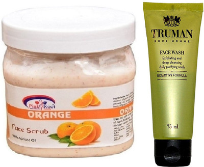 

Pink Root ORANGE SCRUB 400GM WITH TRUMAN POUR HOMME FACE WASH 75ML(Set of 2)
