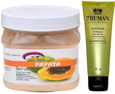 

Pink Root PAPAYA SCRUB 400GM WITH TRUMAN POUR HOMME FACE WASH 75ML(Set of 2)
