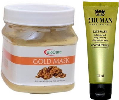 

Biocare GOLD MASK 500GM WITH TRUMAN POUR HOMME FACE WASH 75ML(Set of 2)