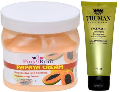 

Pink Root PAPAYA CREAM 400GM WITH TRUMAN POUR HOMME FACE WASH 75ML(Set of 2)