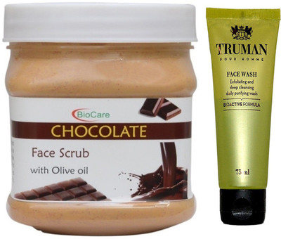 

Biocare CHOCOLATE SCRUB 500GM WITH TRUMAN POUR HOMME FACE WASH 75ML(Set of 2)