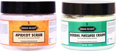Sheer Secret Apricot Scrub 300ml and Herbal Massage Cream 300ml(2 Items in the set)