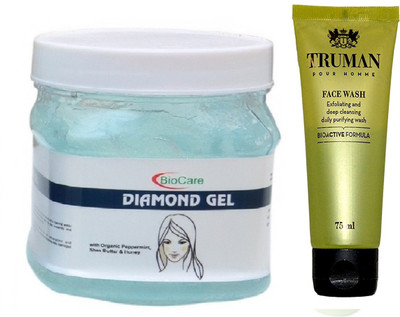 

Biocare DIAMOND GEL 500GM WITH TRUMAN POUR HOMME FACE WASH 75ML(Set of 2)