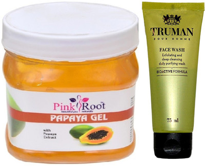 

Pink Root PAPAYA GEL 400GM WITH TRUMAN POUR HOMME FACE WASH 75ML(Set of 2)