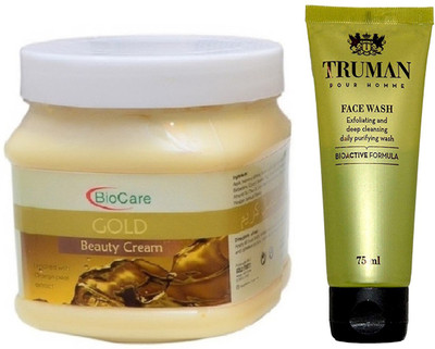 

Biocare GOLD CREAM 500GM WITH TRUMAN POUR HOMME FACE WASH 75ML(Set of 2)