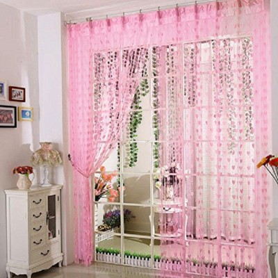 New panipat textile zone 183 cm (6 ft) Polyester, Tissue Window Curtain Single Curtain(Floral, baby pink)