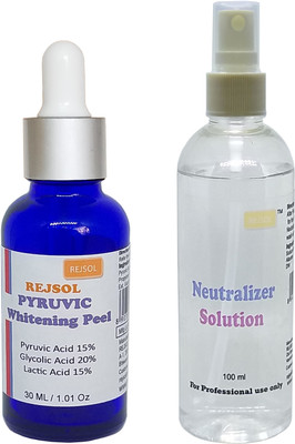 

REJSOL Pyruvic Whitening Peel 30ml Pyruvic Acid 15%, Glycolic Acid 20%, Lactic Acid 15%, with 100ml Neutralizer(30 ml)