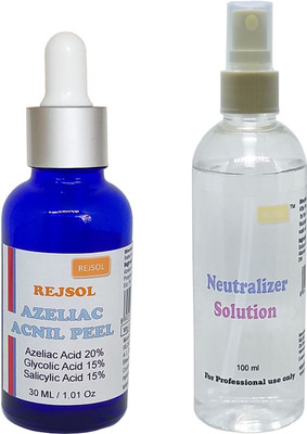

REJSOL Azeliac Acnil Peel 30ml Azeliac 20%, Salicylic 15%, Glycolic 15%, with 100ml Neutralizer(30 ml)