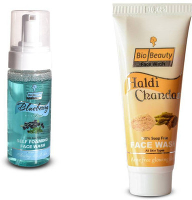 

BioBeauty Bio Beauty Herbal Face BlueBerry Mint Face Wash Self Foaming , Haldi Chandan Face wash Face Wash(150 g)