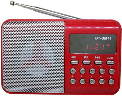 

CRETO BT- SM71 Fm Radio Music Player Support USB, AUX & SD Card FM Radio(Red)