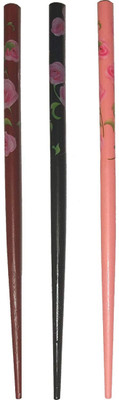 

Baba Fashions Handcrafted Wooden Hair Stick-Set Of 3, Juda Stick For Long Hair Hair Accessory Set(Multicolor)