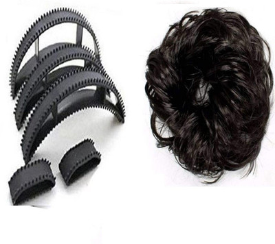 

shivnath enterprises hair curly wavu bridal bun juda and bridal puff maker plastic bumpits[6pcs] Hair Accessory Set(Black)