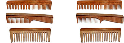 

BLITHE PACK OF 6 NEEM WOOD DRESSING,STYLING & DETANGLER COMB(7.5 INCH & 6 INCH)