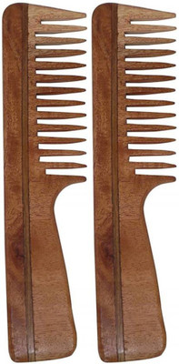 

BLITHE PACK OF 2 DRESSING NEEM WOOD COMB WITH HANDLE(7.5 INCH)