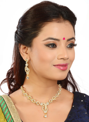 KAHAR CREATION Alloy Gold-plated Gold, White Jewellery Set(Pack of 1)