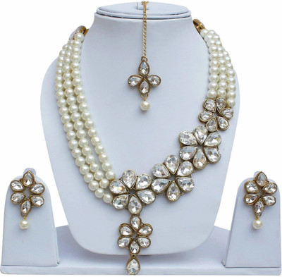 CATALYST Brass Gold-plated White Jewellery Set(Pack of 1)