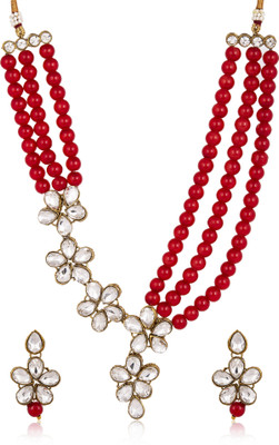 CATALYST Brass Gold-plated Red, White Jewellery Set(Pack of 1)