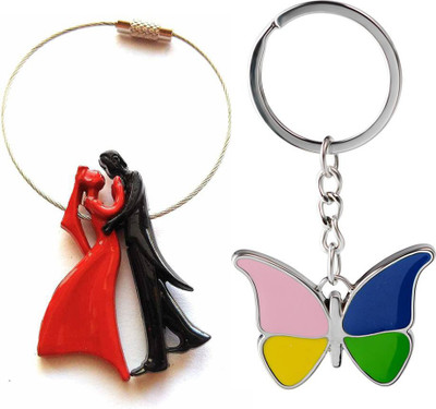 MGP FASHION Colorful Butterfly With Couple Dancing Prince and Princess Party Gift Girl Boy Men Women Friend Key Chain