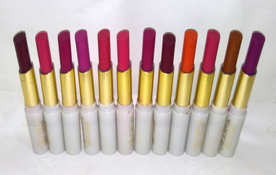 

Veasta Creme Lipstick Multicolored Matte Finish Slim Pack of 12 3 gm(White)
