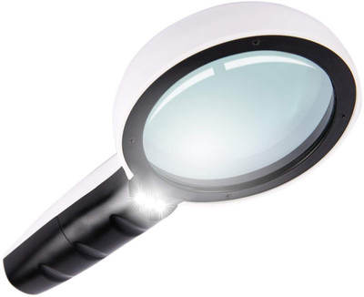 RHONNIUM ™ Magnifying Glass with 3 Led Lights, Jumbo Lighted Handheld 3X Reading Glass::Magniging Glass::Pocket Magnifier(White, Black)