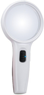 RHONNIUM 75mm Double Lens Handheld Reading Magnifier Loupe with 3 LED Lights 3X Reading Glass::Magniging Glass::Pocket Magnifier(White, Black)