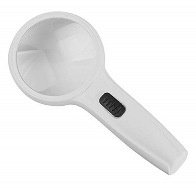 RHONNIUM ® Handheld 10X 3 LED Light Magnifying Glass 75mm 3X Reading Glass::Magniging Glass::Pocket Magnifier(Black, White)