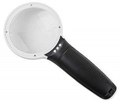 RHONNIUM ® 10X 3 LED Light Map Newspaper Book Reading Magnifying Glass 75mm 3X Reading Glass::Magniging Glass::Pocket Magnifier(Black, White)