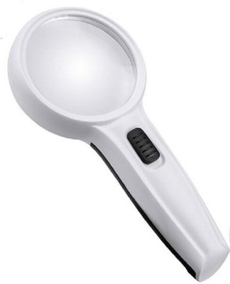RHONNIUM Double Lens Handheld Reading Magnifier Loupe with 3 LED Lights 3X Reading Glass::Magniging Glass::Pocket Magnifier(Black, White)