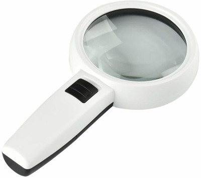 RHONNIUM ™ 10X Magnifying Glass with 3 Bright LED Lights, Handheld Lighted Magnifier 3X Reading Glass::Magniging Glass::Pocket Magnifier(White, Black)