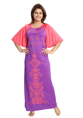 SHOPPING STATION Women Nighty(Purple)