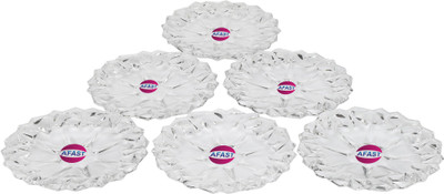 1st Time Self Deigned Transparent Glass Serving Plate Set Of 6 Half Plate(Pack of 6, Microwave Safe)