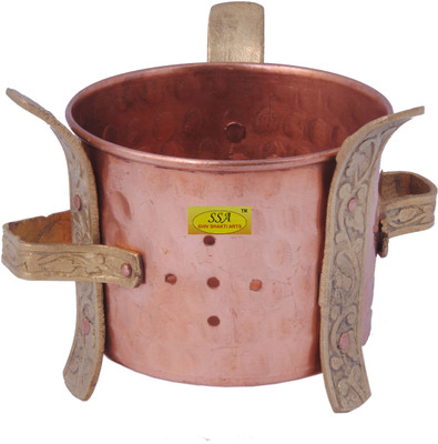 Shivshakti Arts sigdi , copper size no 1 with hammered design , set of 1 Pot 9.5 cm diameter 0 L capacity(Copper)