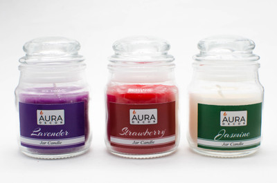 

AuraDecor Pack of 3 Fragrance Jar Candles Lavender , Strawberry & Jasmine Burning Time 30 hours(90 g)