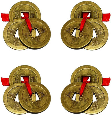 numeroastro Feng Shui Lucky Coins For Wealth & Good Luck (Set Of 3) (2.5 Cms) (4 Pcs) Decorative Showpiece  -  0.2 cm(Bronze, Brown)