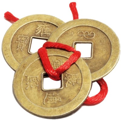 numeroastro Feng Shui Lucky Coins For Wealth & Good Luck (Set Of 3) (1 Pc) - (2.5 Cms) Decorative Showpiece  -  0.2 cm(Bronze, Brown)