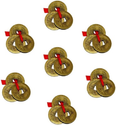 numeroastro Feng Shui Lucky Coins For Wealth & Good Luck (Set Of 3) (2.5 Cms) (7 Pcs) Decorative Showpiece  -  0.2 cm(Brass, Brown)