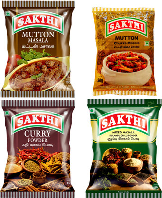 sakthi Mutton Chukka Masala 50g + Mutton Masala 100g + Curry Powder 100g + Mixed Masala 100g(4 x 87.5 g)