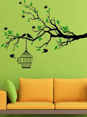 Trends on WALL 127 cm Bird Tree Home Self Adhesive Sticker(Pack of 1)